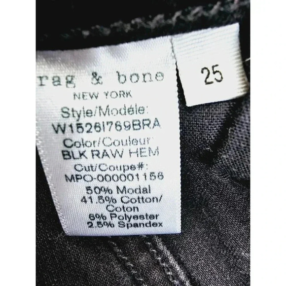 Rag & Bone Size 25X24 Women Black Ankle Skinny Embroidered Pocket Logo Jeans USA - Picture 5 of 13